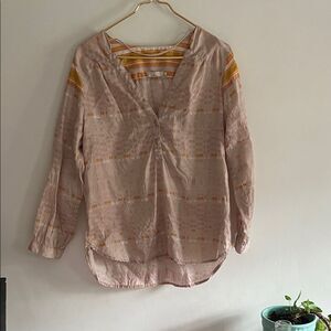 Prana Pink and Yellow Striped Blouse